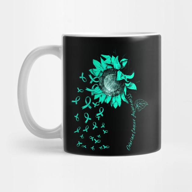 OVARIAN CANCER AWARENESS Sunflower Teal Ribbon by vamstudio